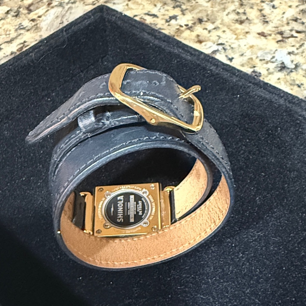 SHINOLA Original Gold Case with Black Strap Watch - Picture 6 of 8